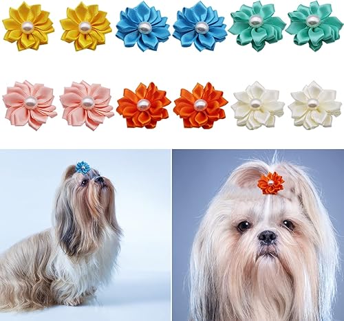 Miniatura 5 de 50 lazos para el pelo de perro con bandas de goma, lazos para el pelo de perro, lazos para vacaciones, suministros para el pelo del perro,