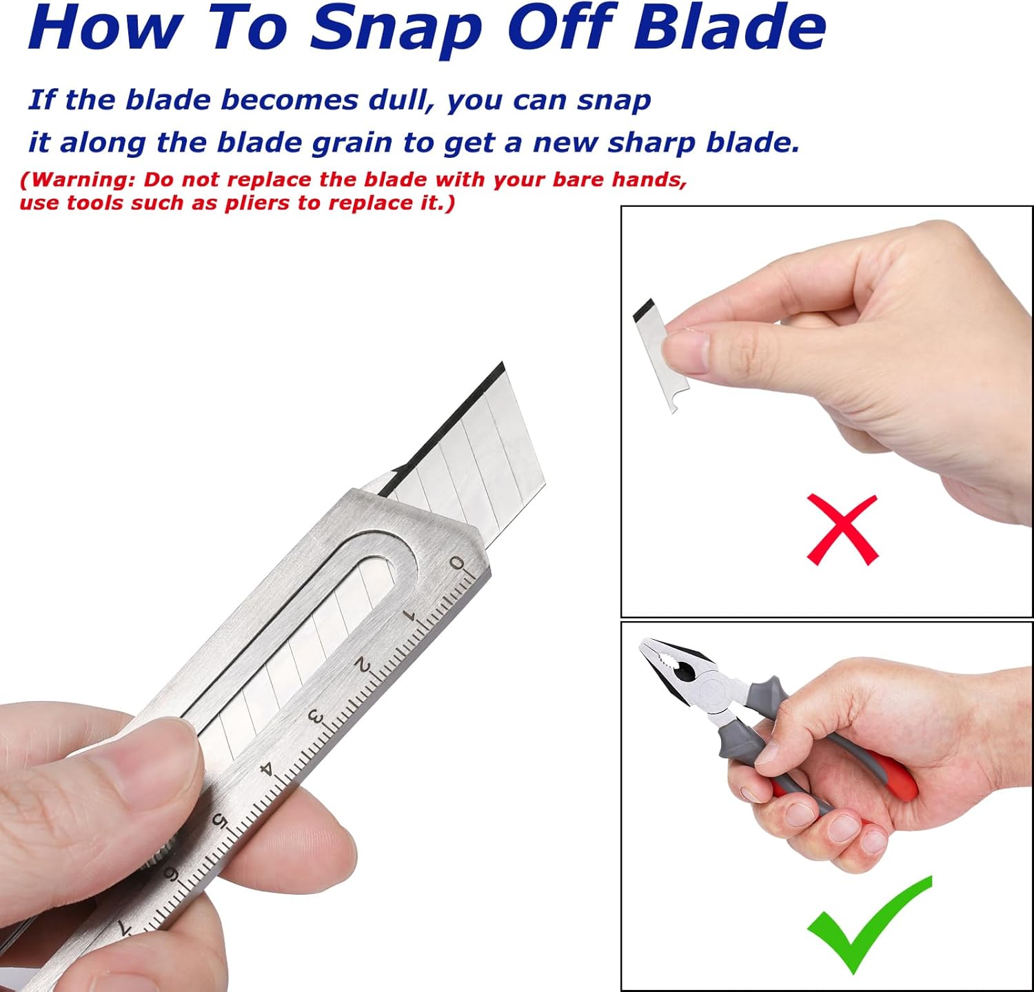 Multi-Purpose Uility Knife, 7-in-1 Stainless Steel Retractable Utility Knife,Snap-Off Blade Box Cutter for Office,Home,School,Arts Crafts, JM00021