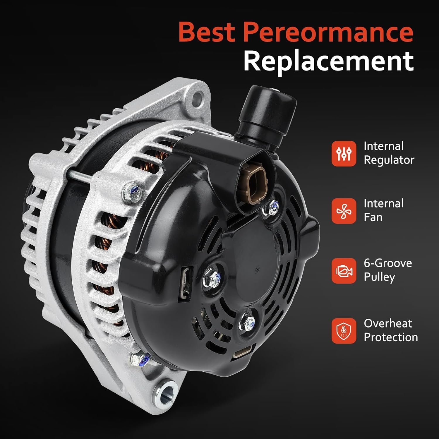 11573N Alternator Replacement for 3.5L V6 Honda Odyssey 2011 2012 2013,Honda Pilot 2012 2013 2014 2015,Ridgeline 2012 2013 2014,Replace CSJ24,9764219-124,31100-RV0-A01,11573,290-5582,104210-1240