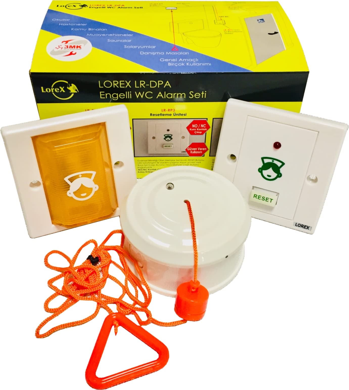 LR-DPA - Kit de alarma de inodoro accesible, alarma de inodoro para personas con discapacidad de una sola zona, cable de tracción de alarma de inodoro para discapacitados