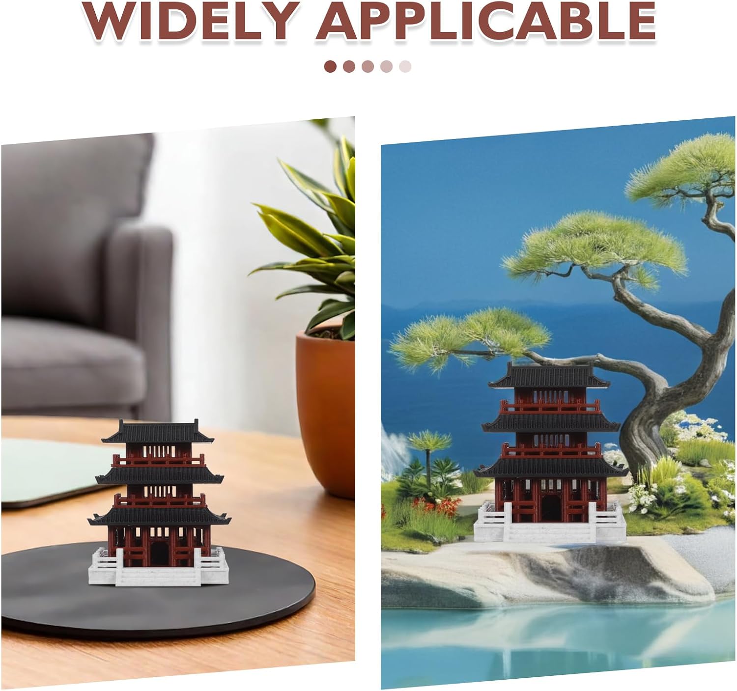 jojofuny Miniature Chinese Pavilion Ornament: Micro Landscape Ancient Building Model for Desktop Fish Tank - Chinese Architecture Figurine