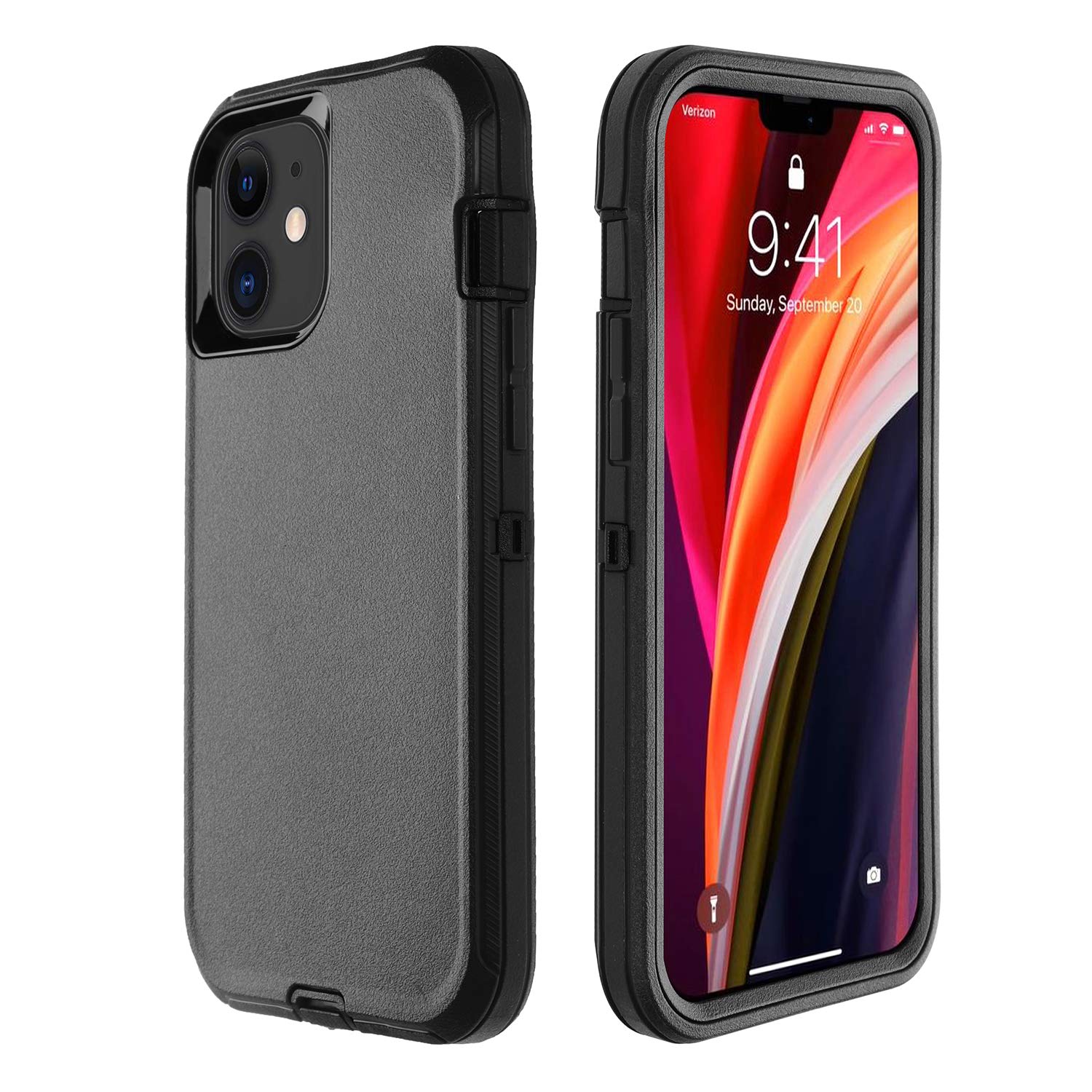 smartelfCompatible with iPhone 12 Pro Max Case Cover Shockproof Heavy Duty Drop Protecton Hybrid Dual Layer Hard Shell Phone Cases for 6.7 inch -Black