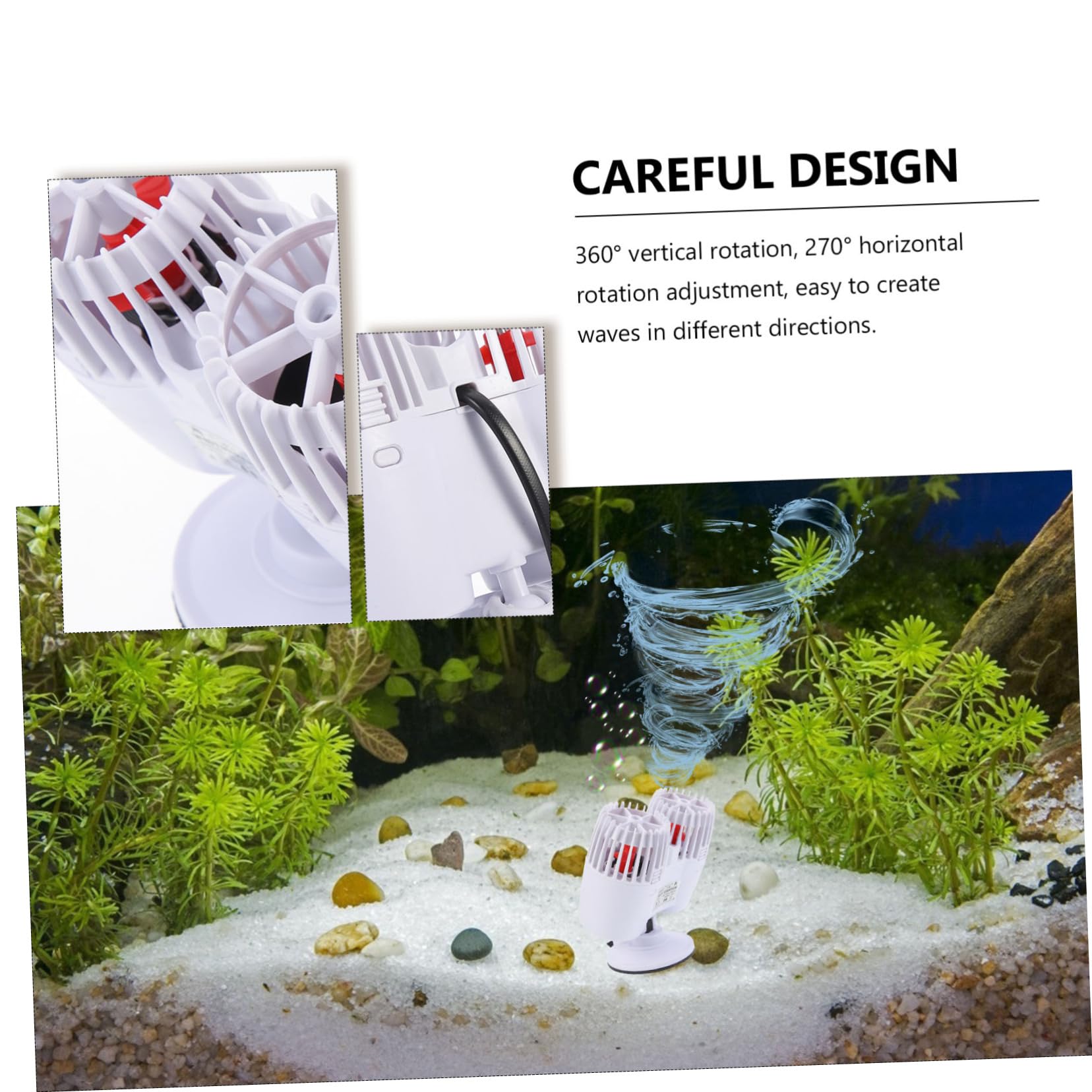 Kisangel Kleiner Wellenpumpe Aquarium Wellengenerator aus Kunststoff Leise für Kleine Aquarien mit Saugnapf und Schutzfilter für Fische Haustierbedarf