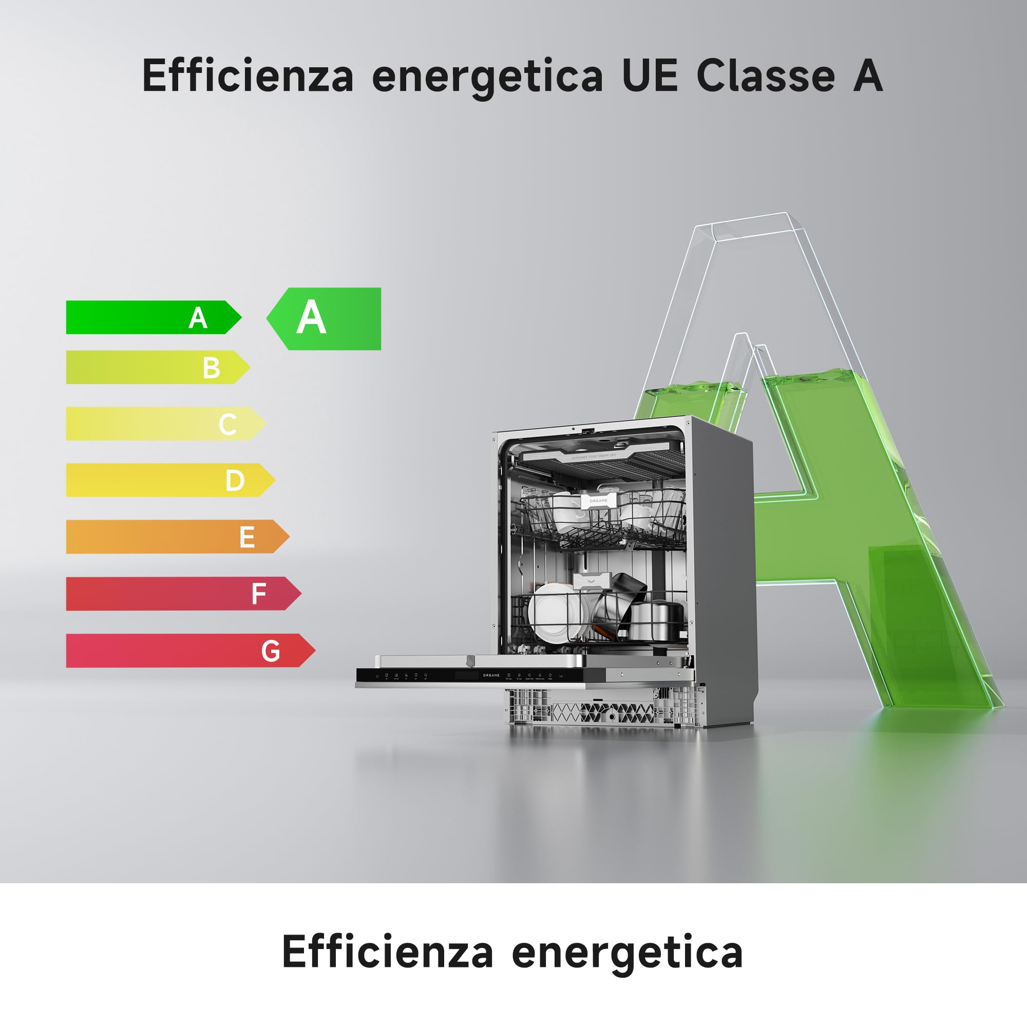 DREAME DZ60 Pro Lavastoviglie da Incasso 60cm con Frontalino, 15 Coperti, Controllo Smart, Braccio Irroratore FlexWing, Pulizia Profonda a 75 °c, Doppia Asciugatura Lavastoviglie Libera Installazione - 4