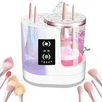 Máquina de limpeza de pincéis de maquiagem elétrica 3 em 1 - lavagem automática, secagem e armazenamento, ferramenta portátil de limpeza de pincéis cosméticos com câmaras duplas, limpeza e secagem
