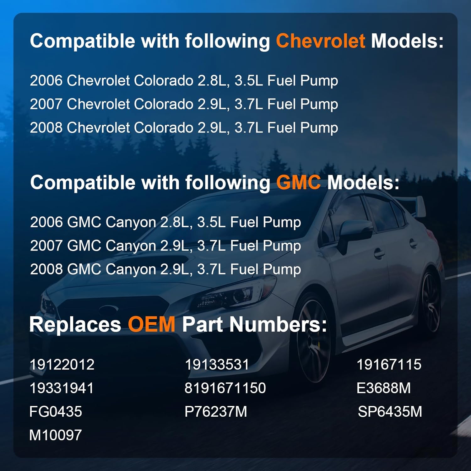Electric Fuel Pump Assembly Compatible with Chevy Colorado GMC Canyon Isuzu i280 i-280 i290 i-290 i350 i-350 i370 i-370 2.8L 2.9L 3.5L 3.7L 2006 2007 2008, Replace E3688M MU1611 FG0435
