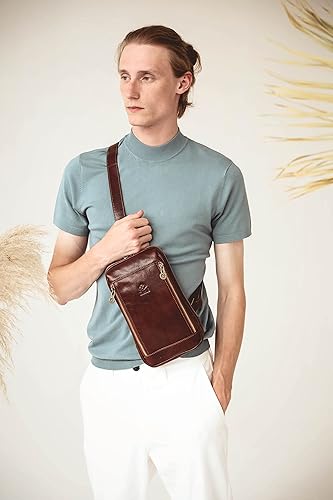 Miniatura 2 de Bolso cruzado de cuero - Bolso bandolera marrón - Bolso bandolera para hombres y mujeres - Mochila de hombro hecha a mano - Resistencia al tiempo