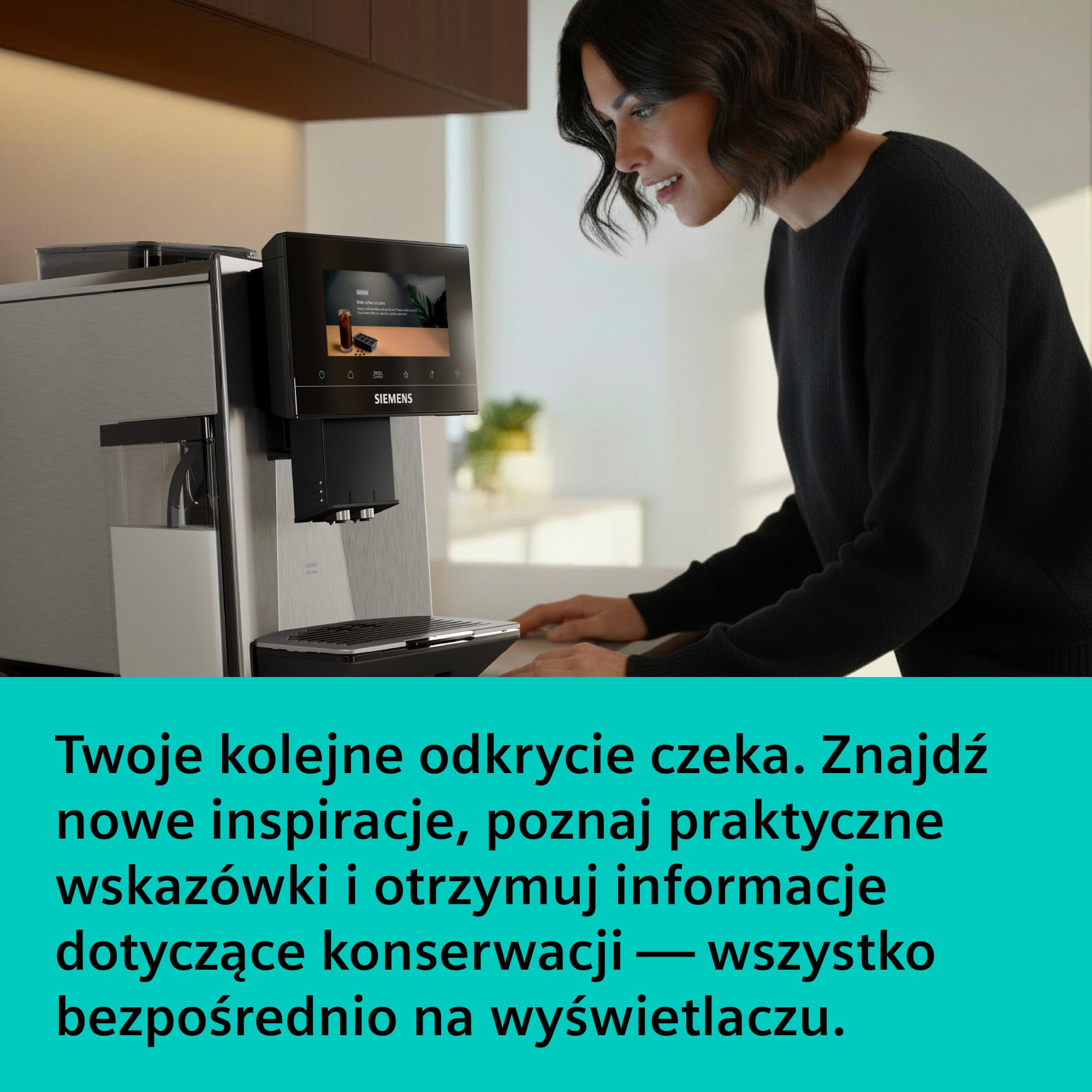 Siemens, automatyczny ekspres do espresso, EQ900 iAroma, spersonalizowane ustawienia smaku, precyzyjne mielenie, duży wyświetlacz, każda filiżanka na Twoich zasadach, stal nierdzewna, TQ923E03