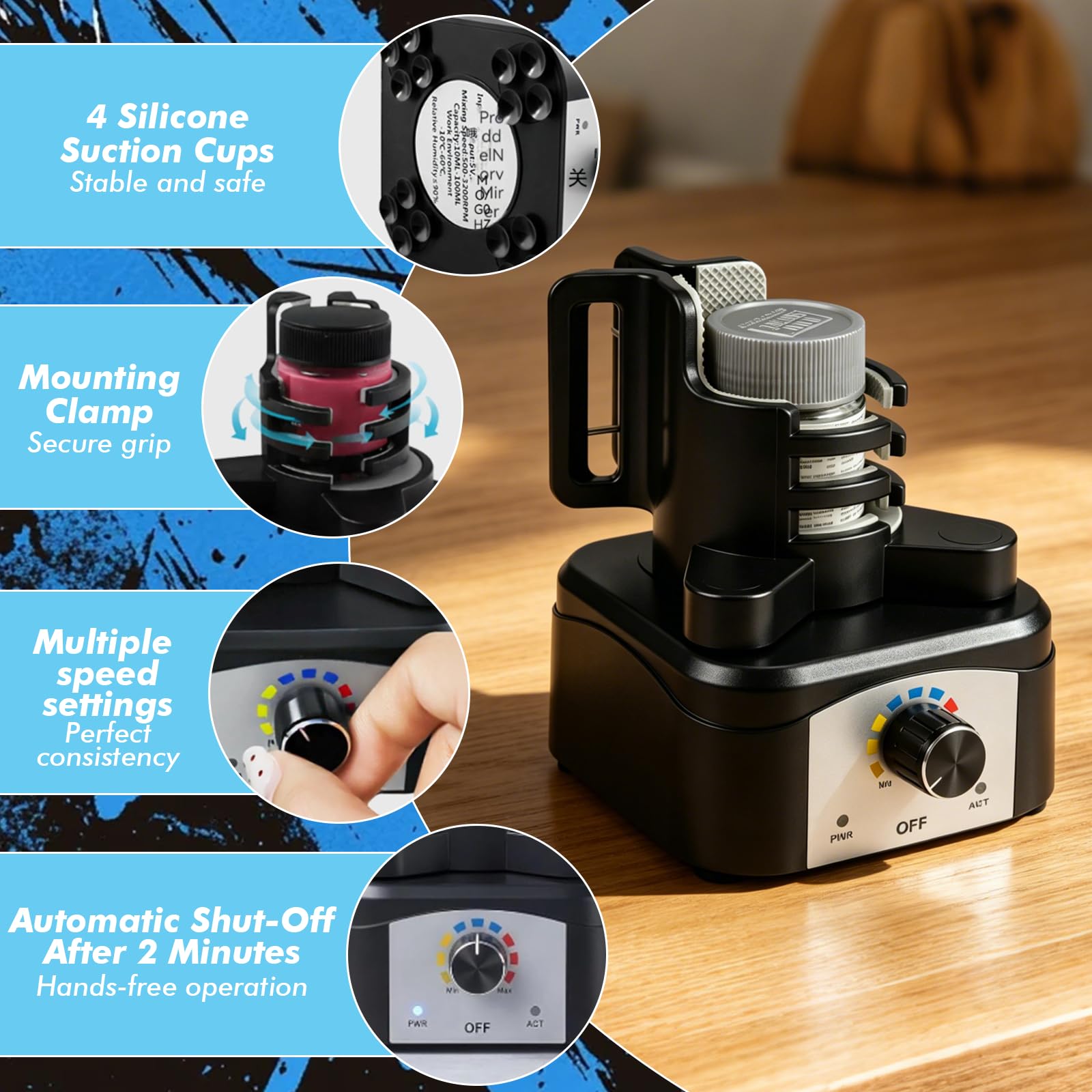 Mini miscelatore Vortex 500-3200 giri/min, tre velocità