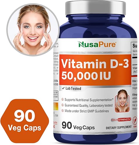 Vista 4 de NusaPure Vitamina D3 50,000 UI 90 cápsulas vegetales (sin OMG, veganas)