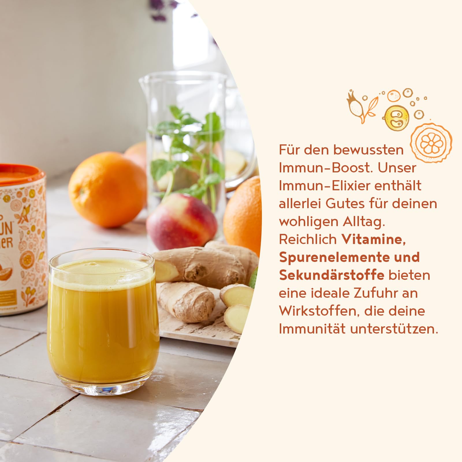 Immun-Elixier | 450g | Immunsystem Stärken | mit Vitamin C, D & K2 pulver, Quercetin, Acerola, Kurkuma, Hagebutten, Selen, Zink, Camu, Echinacea & NAC zur Unterstützung des Immunsystems | Alpha Foods