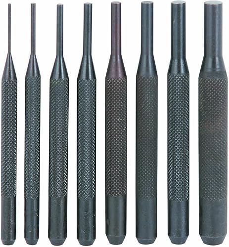 8pieza pin Punzones (4inch Mango Largo Con Knurled 116," 332," 18," 532," 316," 732," 14," 516"