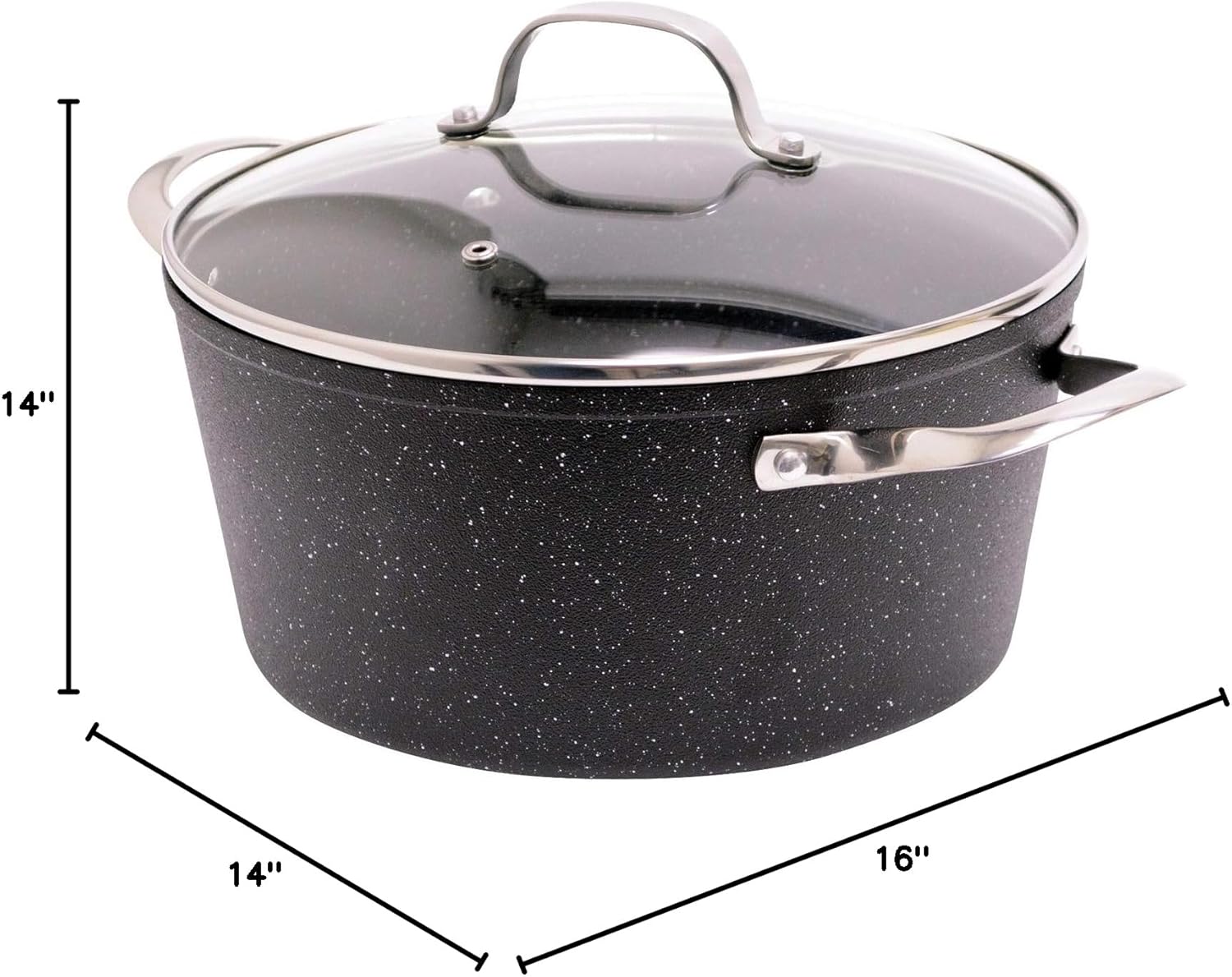 Starfrit The Rock 5.7L (6Qt) Non-Stick Stockpot - Durable Forged Aluminum - Oven Safe - PFOA Free - Easy to Clean - Black