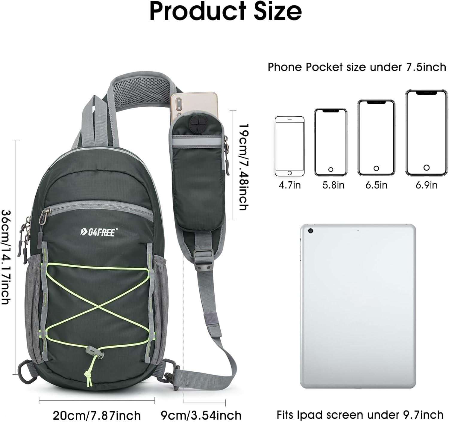 G4Free Sling Bag Backpack RFID Blocking Crossbody with Front Pocket Hiking Daypack Outdoor Chest Bag for Women Men