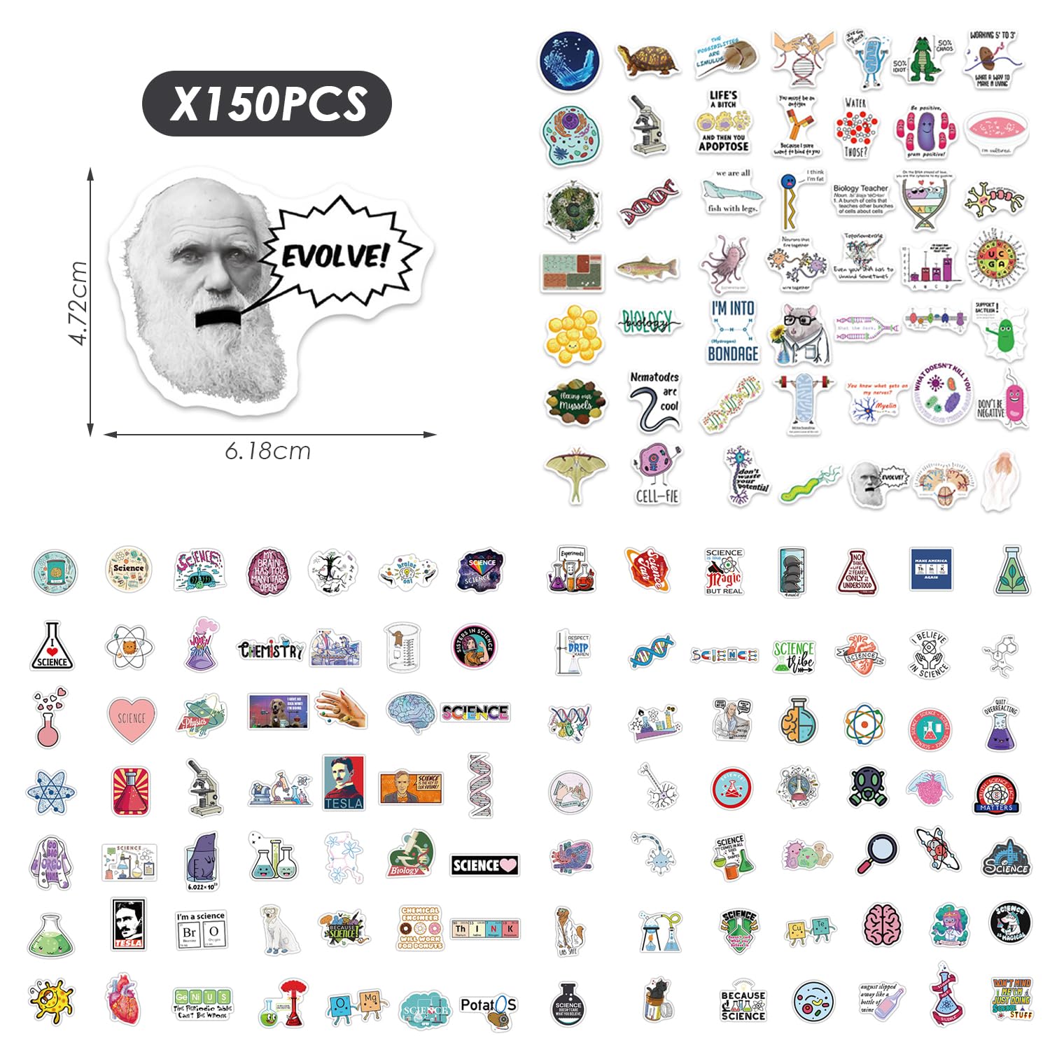 NXPWRC 150 Science Laboratory Theme Stickers, Creative Graffiti Stickers, Laboratory Equipment Stickers - Image 2