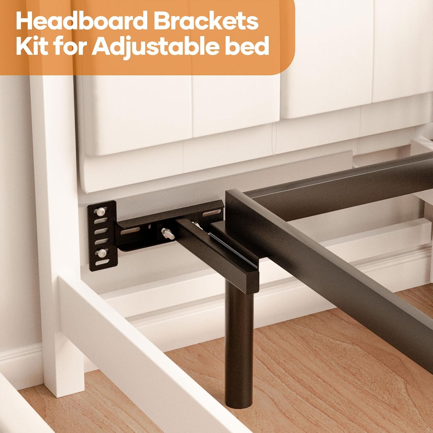 Adjustable Headboard Brackets for Metal Bed Frames – Universal Headboard Attachment Kit with Footboard Extension | Fits Twin, Full, Queen, King Beds, 2 Pack (Black)