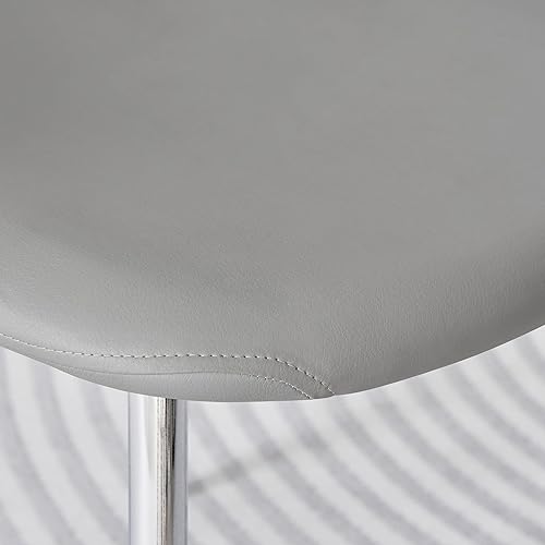 Miniatura 8 de Furniturebox - Juego de 2 sillas de comedor de piel sintética color gris elefante con patas plateadas