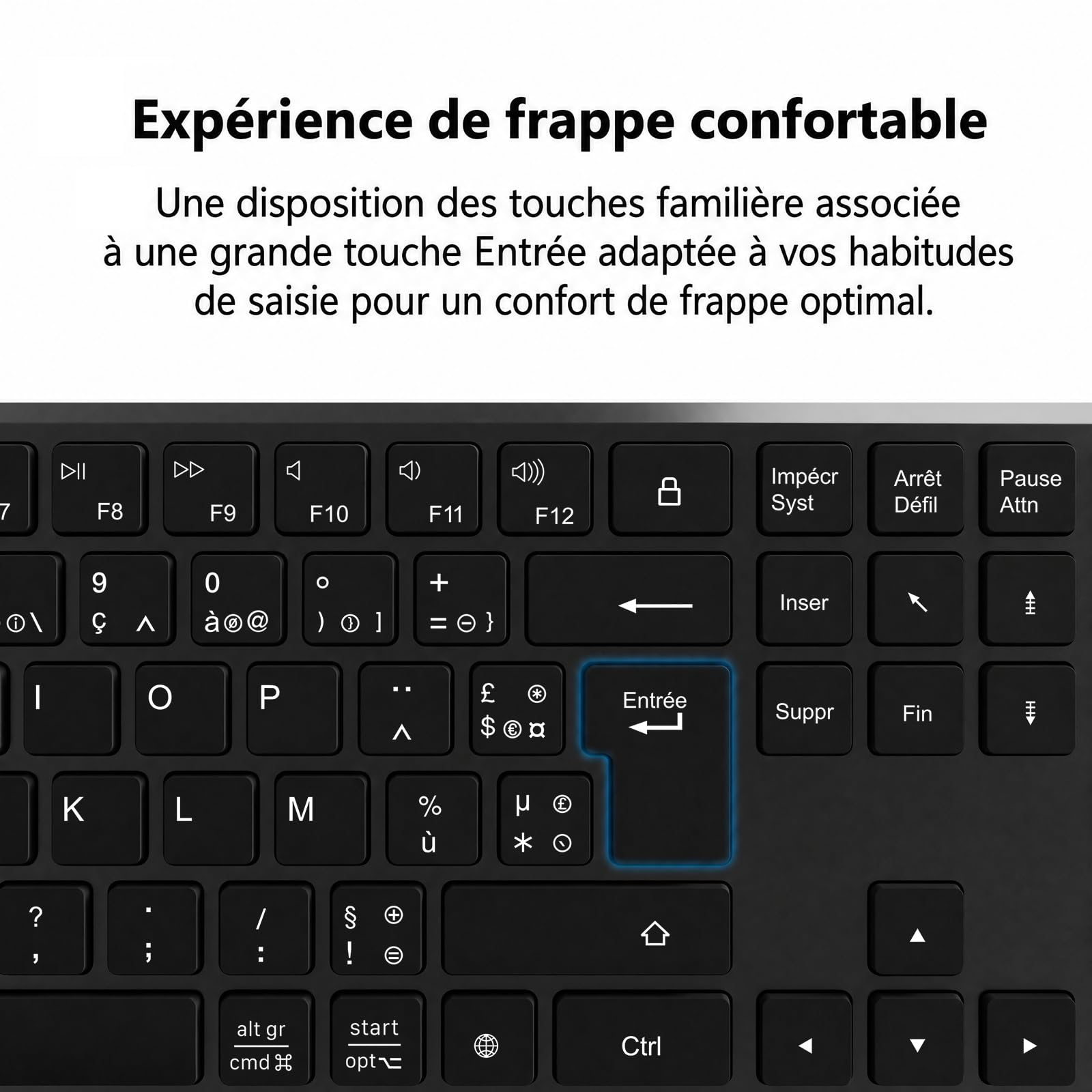 TECURS Clavier sans Fil Bluetooth (2BT + 2.4G), Disposition AZERTY, Noir