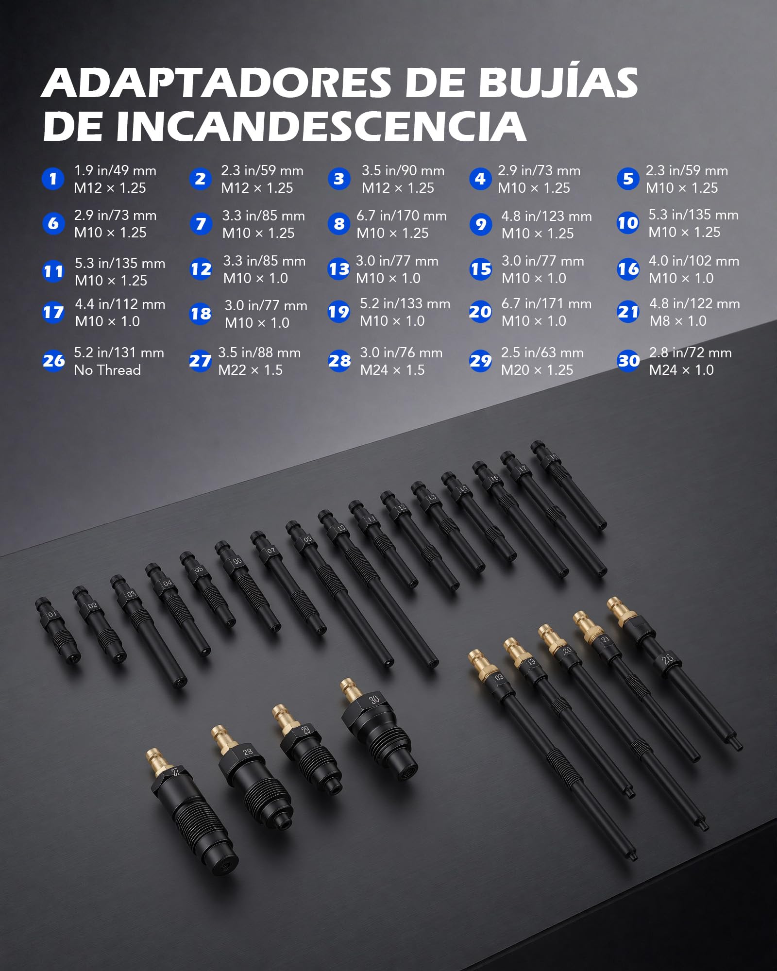 Orion Motor Tech Juego de Comprobador de Compresión y Pérdida de Presión 51 Piezas – Kit Compresímetro 0–50 Bar para Motores Gasolina y Diésel, Turismos y Camiones, Adaptadores M8–M24