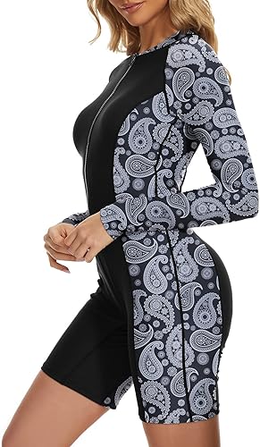 Miniatura 4 de Century Star Traje de baño de manga larga para mujer, traje de baño de una pieza, modesto cobertura completa, trajes de baño Boyleg Surfing