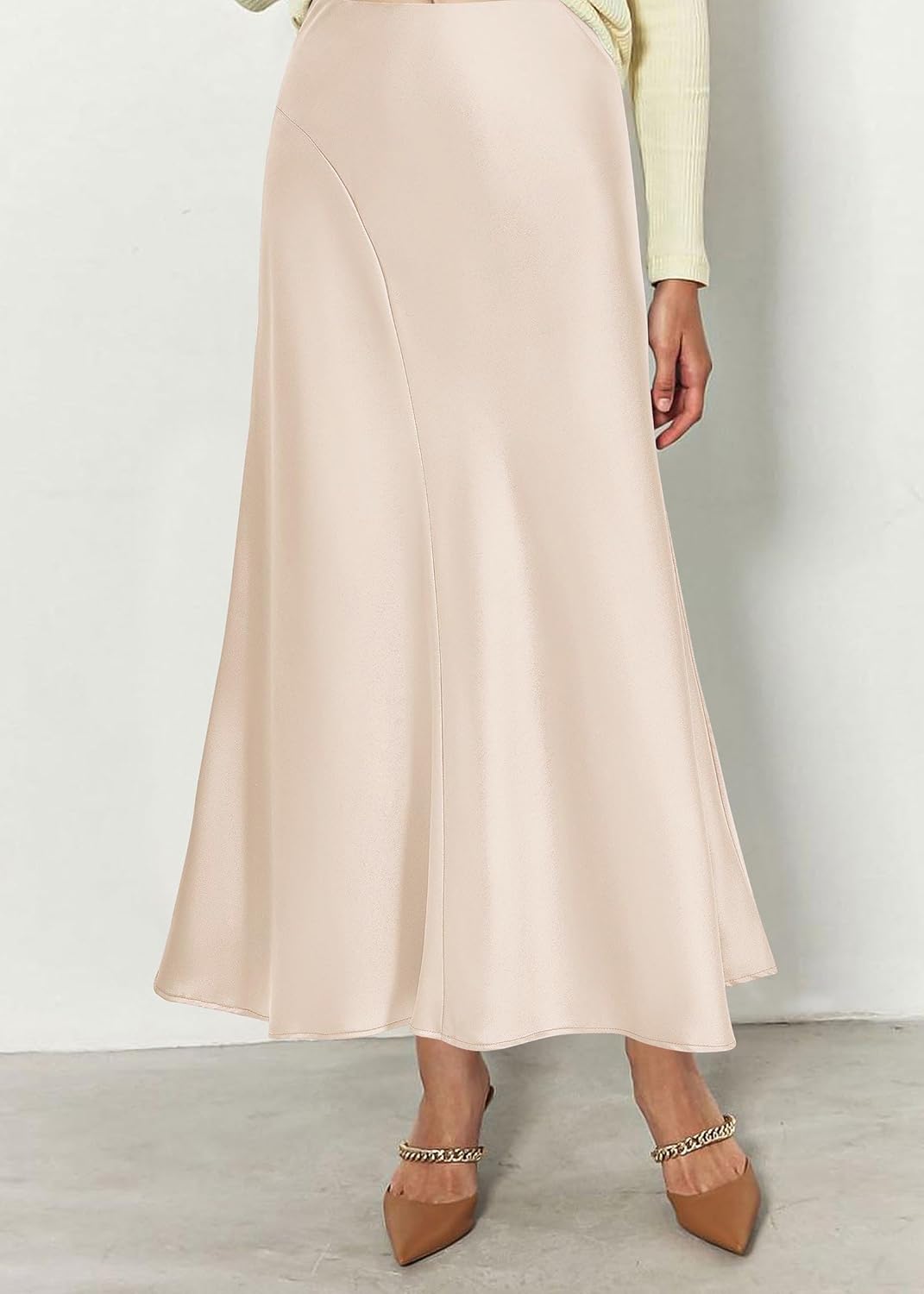 KIRUNDO Women Spring Summer Satin Maxi Skirt 2026 Trendy High Waisted Wedding Cocktail Party Work Silk A-Line Formal Skirts - Image 5