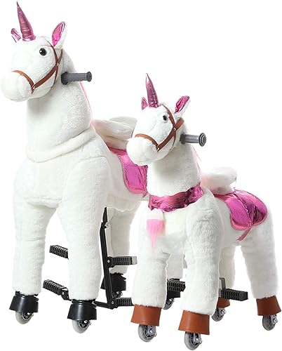 Miniatura 12 de JoJoPooNy Juguetes de unicornio para niñas, poni de equitación para niños de 6 a 14 años de edad, caballo de peluche con ruedas