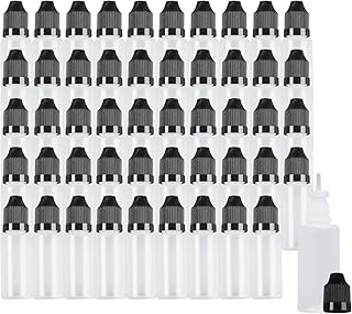15ml LDPE Plastic Thin Tip Dropper Bottles, Small Empty Squeeze Dropper Bottles (50PCS, Black Caps), BPA Free