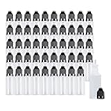 Eau 15ml LDPE Plastic Thin Tip Dropper Bottles, Small Empty Squeeze Dropper Bottles (50PCS, Black Caps), BPA Free