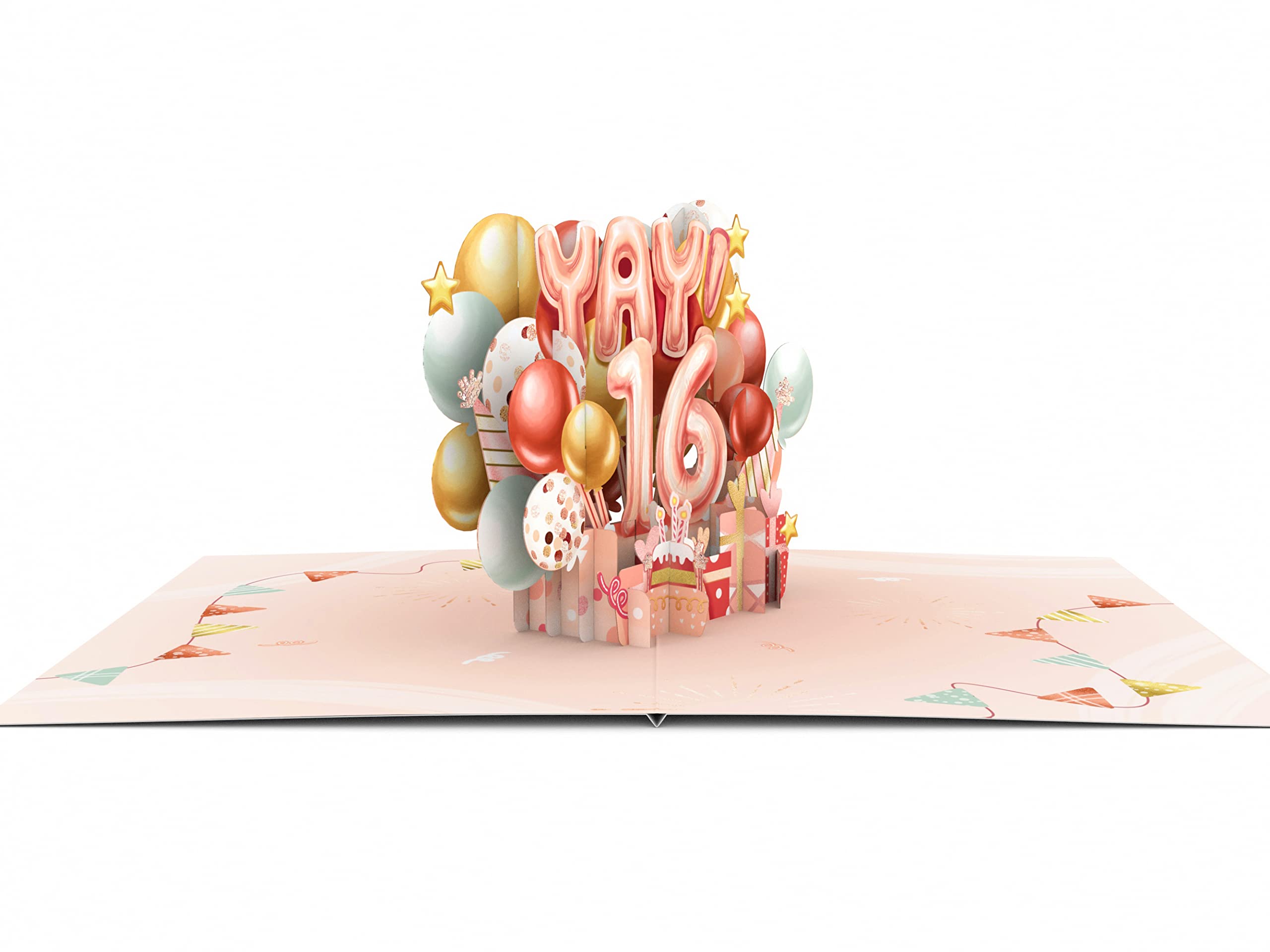 Liif Blue Balloons 16th Birthday Card, Happy 16 Birthday Card, 3D - View #6