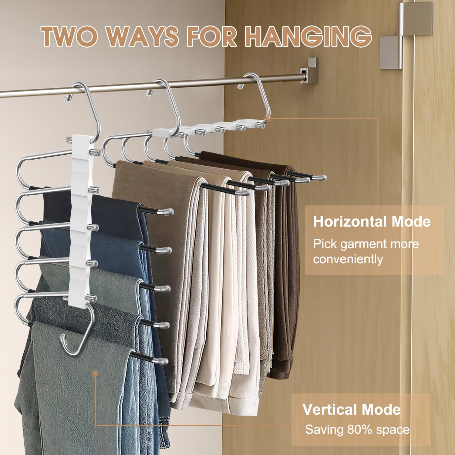 Lot De 2 Cintres à Pantalons Gain De Place - Double Suspension Et Design Antidérapant Pour Rangement Optimal