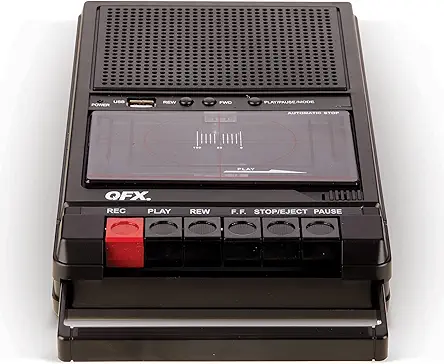 QFX RETRO-39 Portable Shoebox Tape Recorder, Analog Cassette...