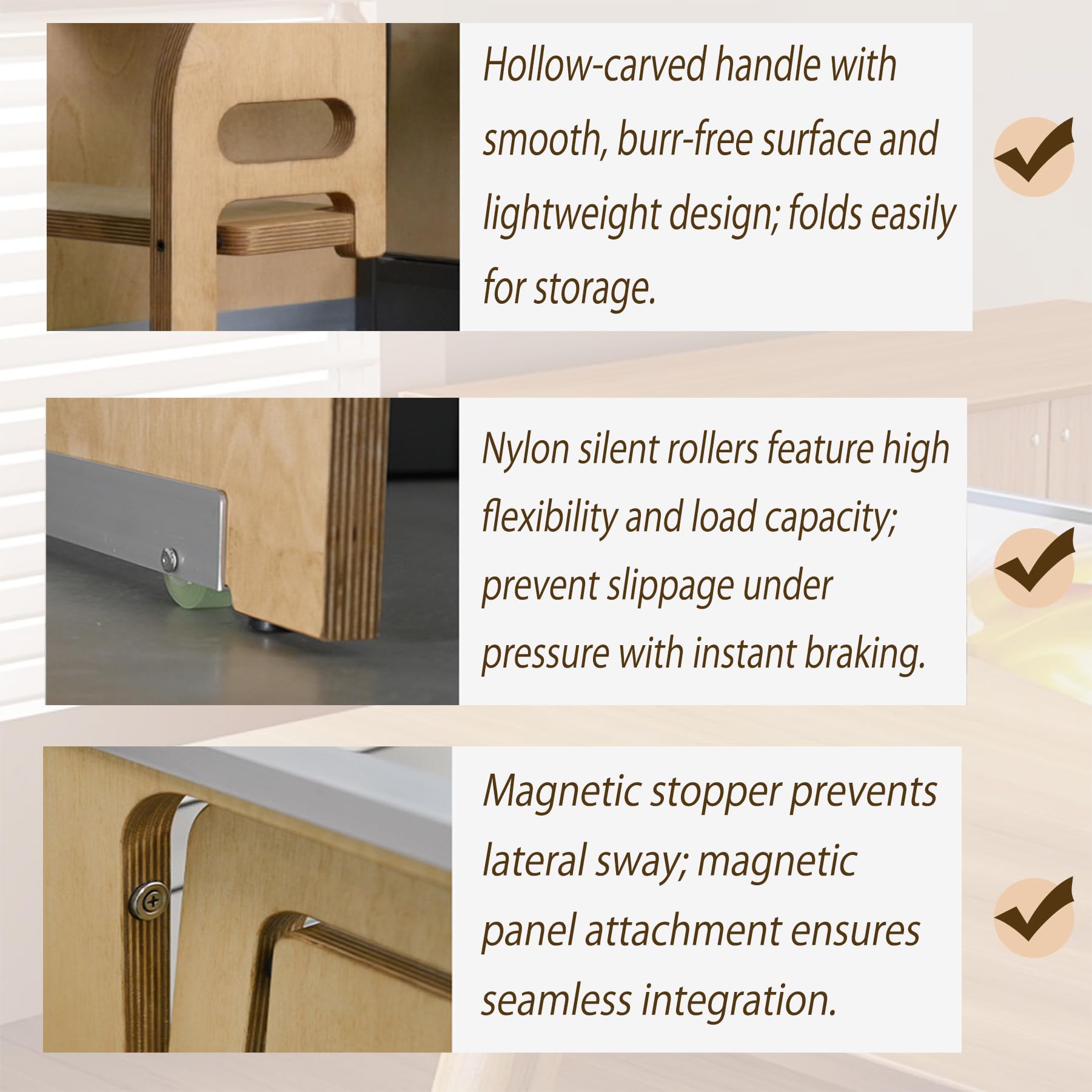 Sgabello a gradini in legno per adulti, scala pieghevole in 2 fasi con slot di stoccaggio nascosto, design destro sinistro universale, aiutante di risparmio di spazio resistente per l'armadio da cucin