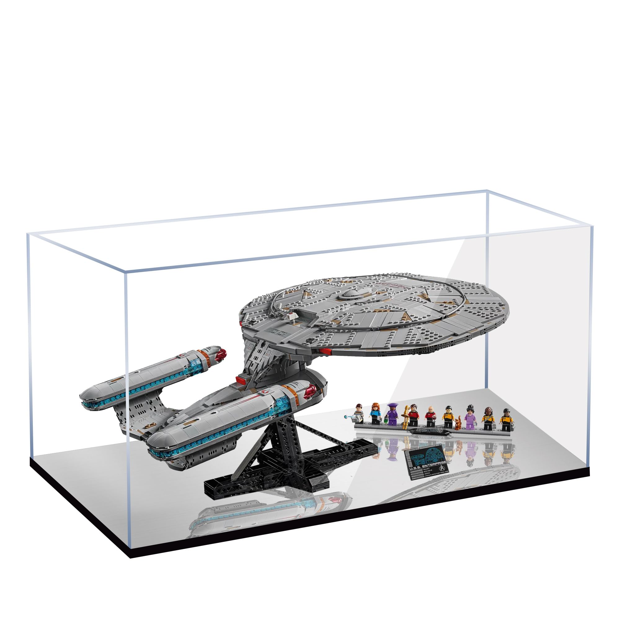 Acrylic Display Case for Lego 10356 Star Trek Starship Enterprise Building Set, Dustproof Transparent Box - Only Display Case, Display Box Compatible with Lego 10356 (3MM Mirror)