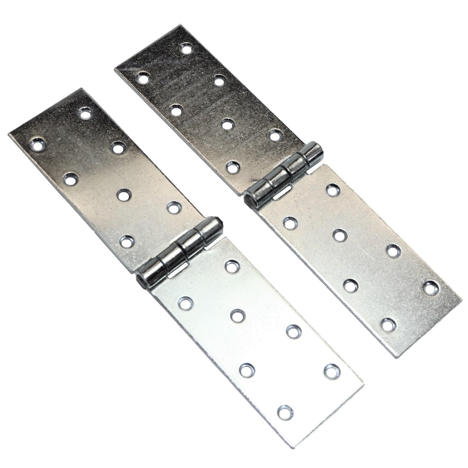 SolaDirect Modern Silver Steel Galvanised Backflap Hinges, Pack of 2 x 200 mm, Weather Resistant, Rust Corrosion Proof, Strap Hinges for Gates, Sheds, Gazebos, Wardrobes, Chests