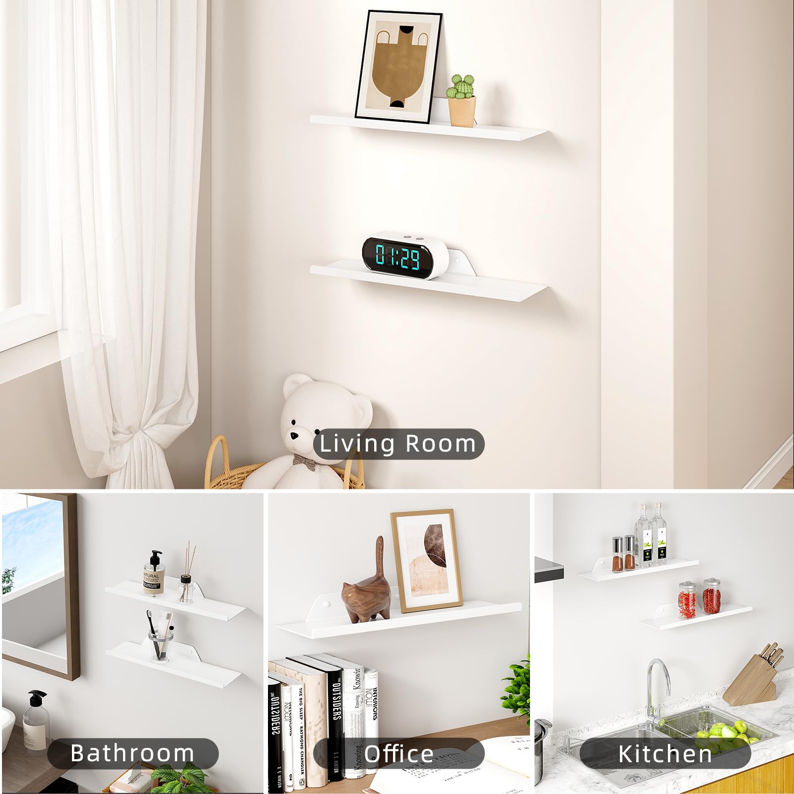 Snapklik.com : Floating Shelves For Wall, Off Center Metal Shelves For