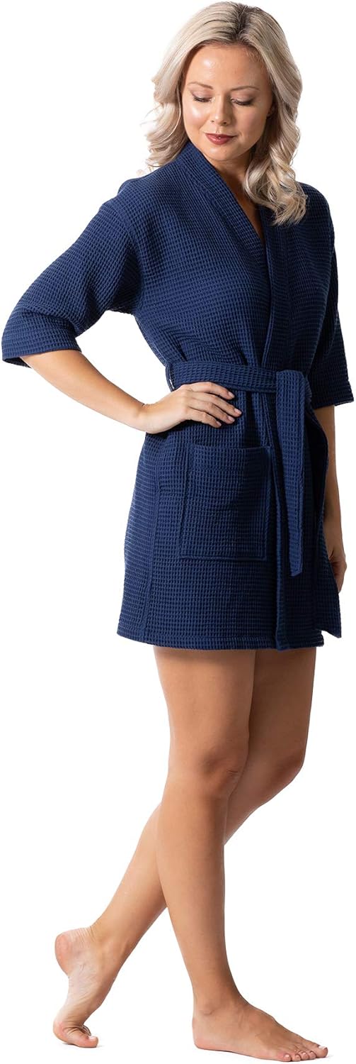 Robe Direct Lightweight Waffle Weave Bath, Spa & Bridesmaids Kimono Short Robes - Image 5