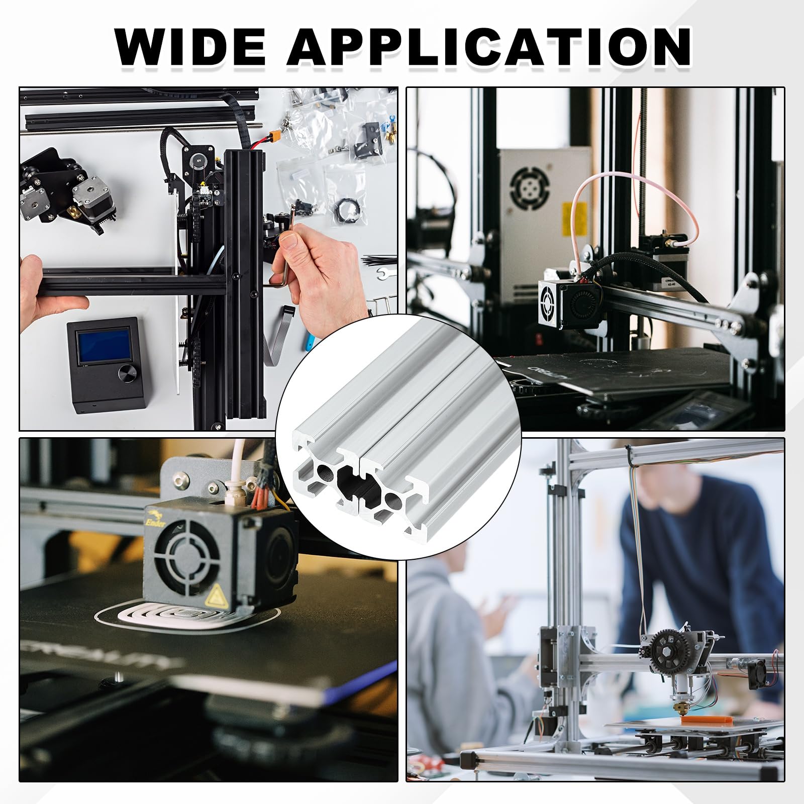 QUARKZMAN 2Pcs 250mm Profilato in Alluminio 2020 con Scanalatura a T, Guida Lineare Anodizzata Standard Europeo, Profilato Estruso per Stampante 3D, CNC Fai-Da-Te, Argento