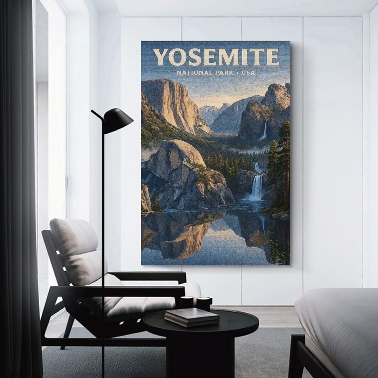 Junmoney Unframe-Style-11 Canvas Wall Decor Yosemite National Park Vintage Travel, 12X18inch(30X45cm), For Bedroom, Guest Room Or Reading Nook, Decorative Wall Art For Cosy Rooms