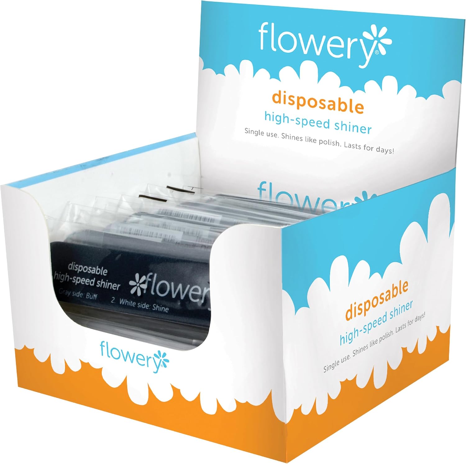 Flowery Disposable High Speed Shiner Display, Nail Polishing Buffer, Prep, Shape and Smooth Nails