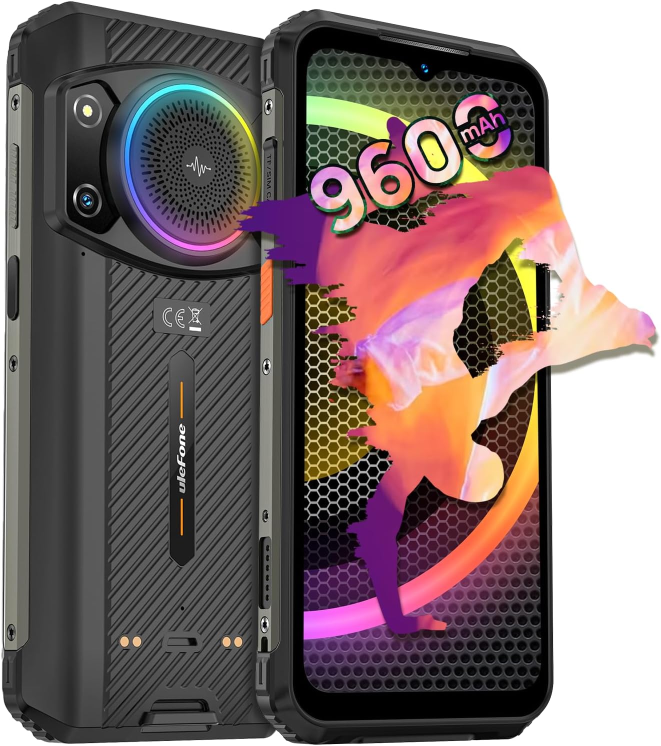 Ulefone Armor 21 Rugged Phone, Infinite Halo 122dB Speaker, MTk Helio G99 16GB+256GB, 64MP+24MP Night Vision Camera, 6.58" FHD+ 120Hz Screen, 9600mAh, Android 15, IR Blaster/NFC/Dock Charging