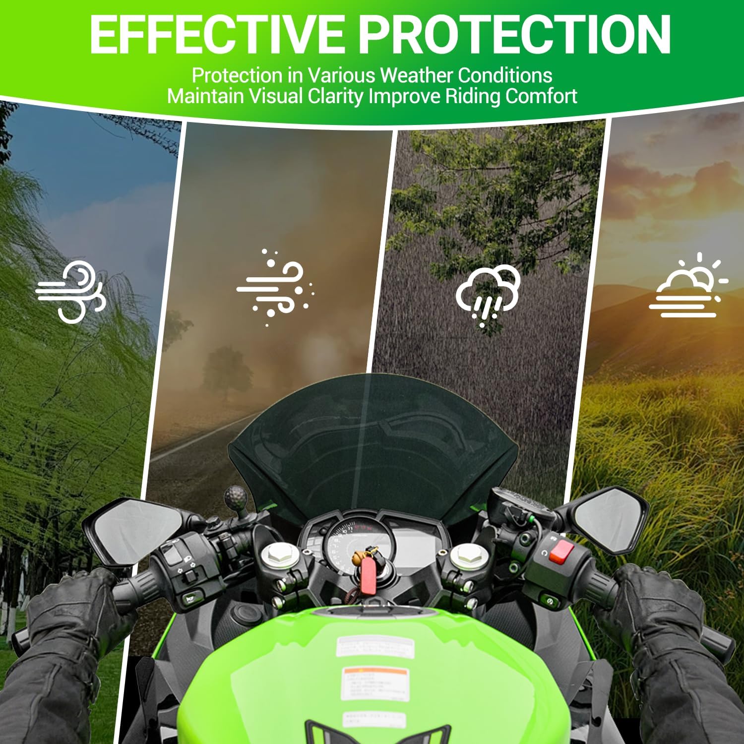 Motorcycle Windscreen Windshield for Kawasaki Ninja400 Ninja 400 2018 2019 2020 2021 2022 2023 2024 2025 2026 Adventure Sport Wind Screen Fairing Deflector Protector (Smoke)
