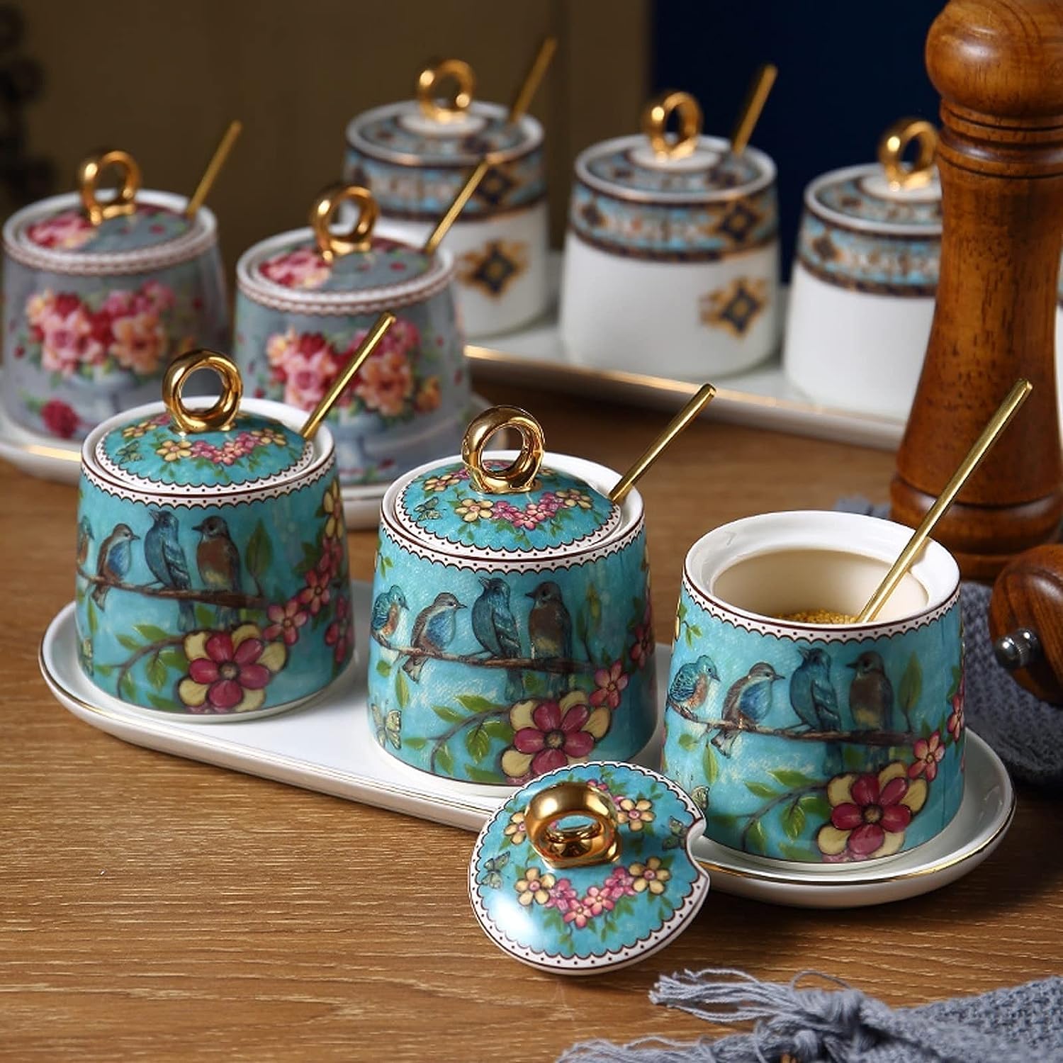 CMBSSTFC Barattoli per condimenti, Contenitore per Sale da Cucina, Set di Bottiglie per condimenti Set di contenitori per condimenti Set di scatole per condimenti in Ceramica Barattolo per condimenti
