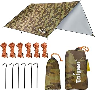 Unigear Hammock Rain Fly Tent Tarp 300cm x 300/400/500cm,Portable Lightweight Waterproof Windproof Snowproof Camping Shelter for Snow Sunshade for Camping Outdoor Travel