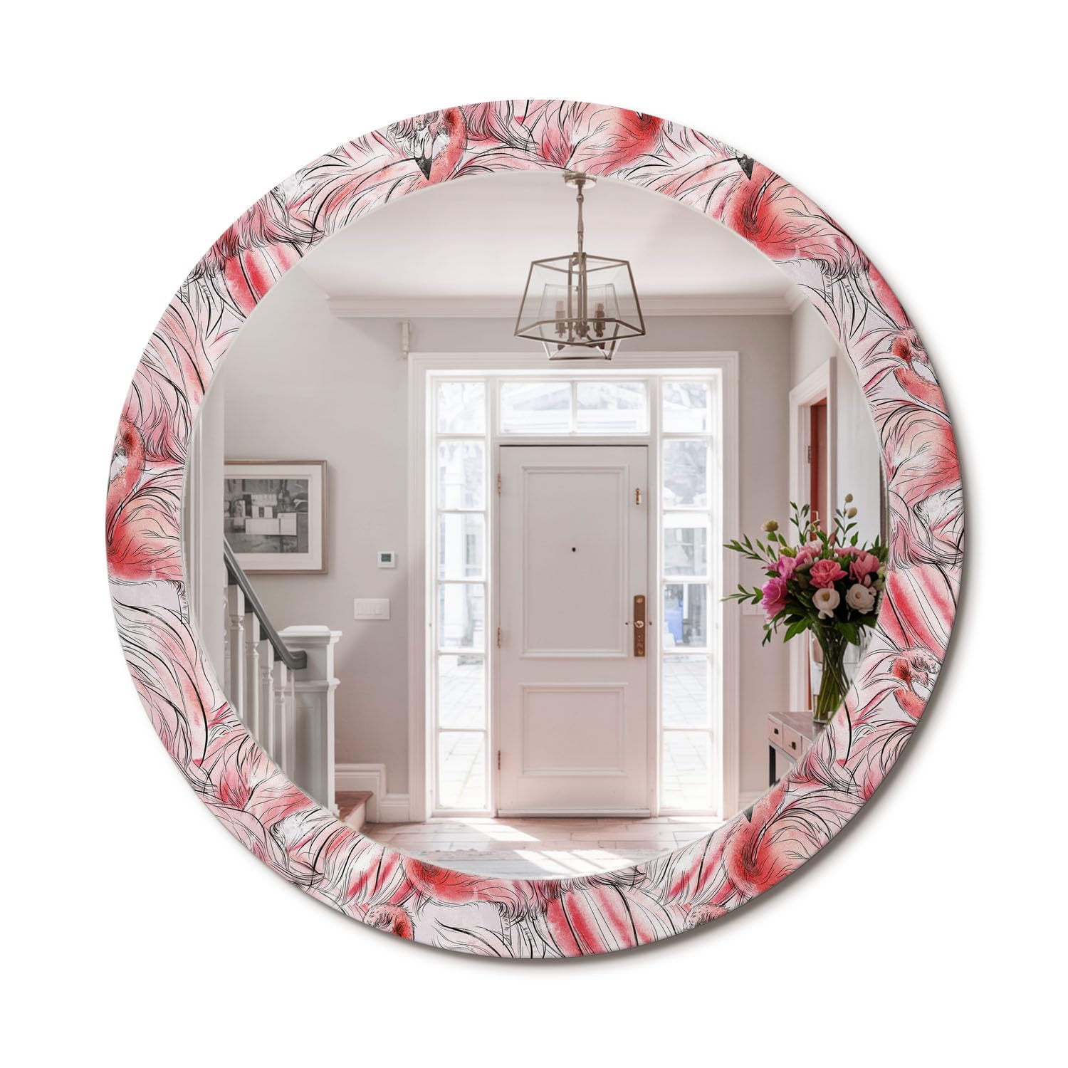 Miroir rond décoration intérieure moderne et chic fi80 à cadre en verre imprimé