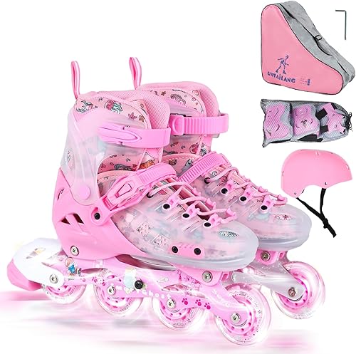 Patines en línea, patines en línea ajustables para niños con ruedas iluminadas para niños, niñas, niños, adolescentes, principiantes y avanzados |