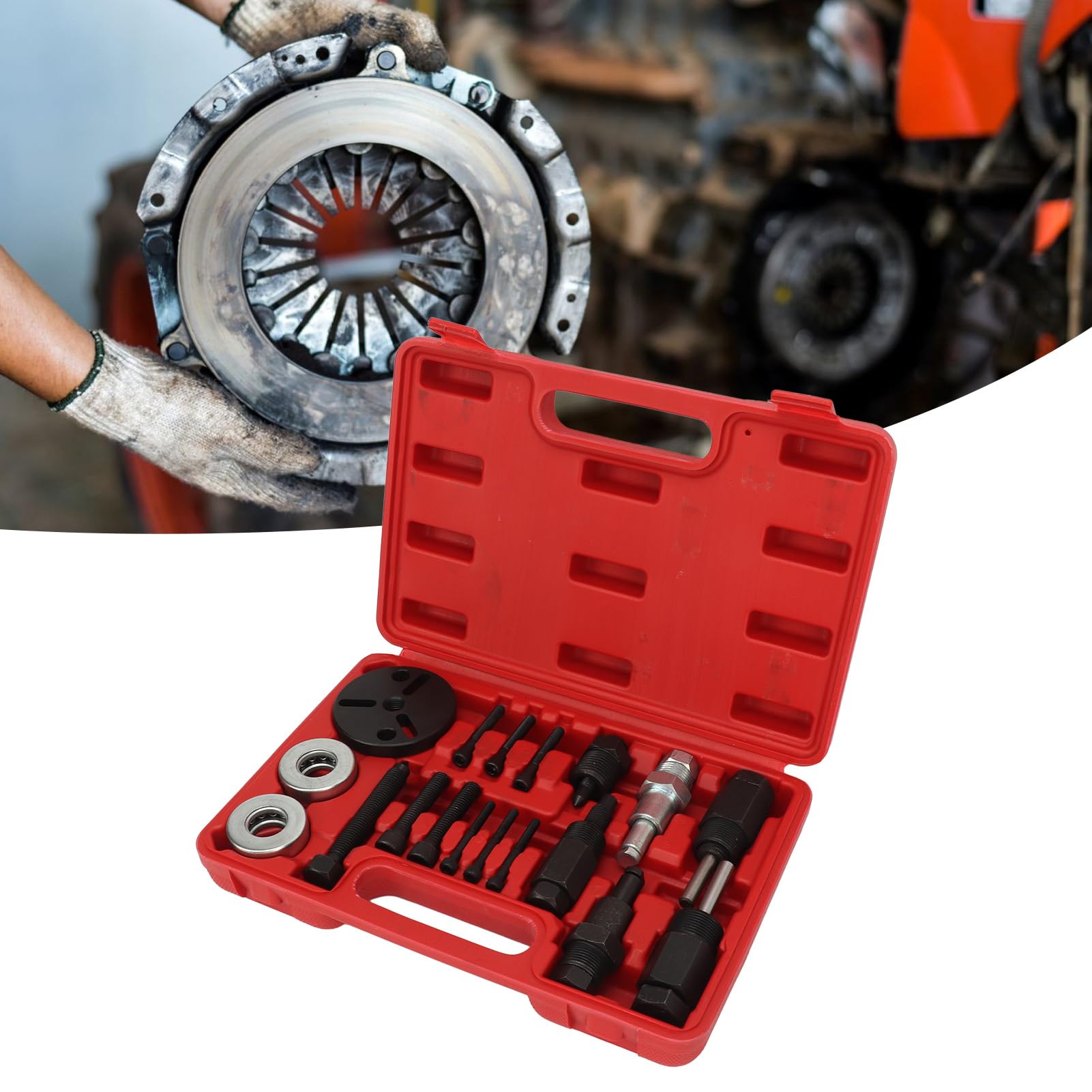 Estrattore Frizione AC, Kit da 18 Pezzi per Rimozione e Installazione Frizione Compressore, Set Utensili per Riparazione Climatizzatore e Aria Condizionata dell'Auto