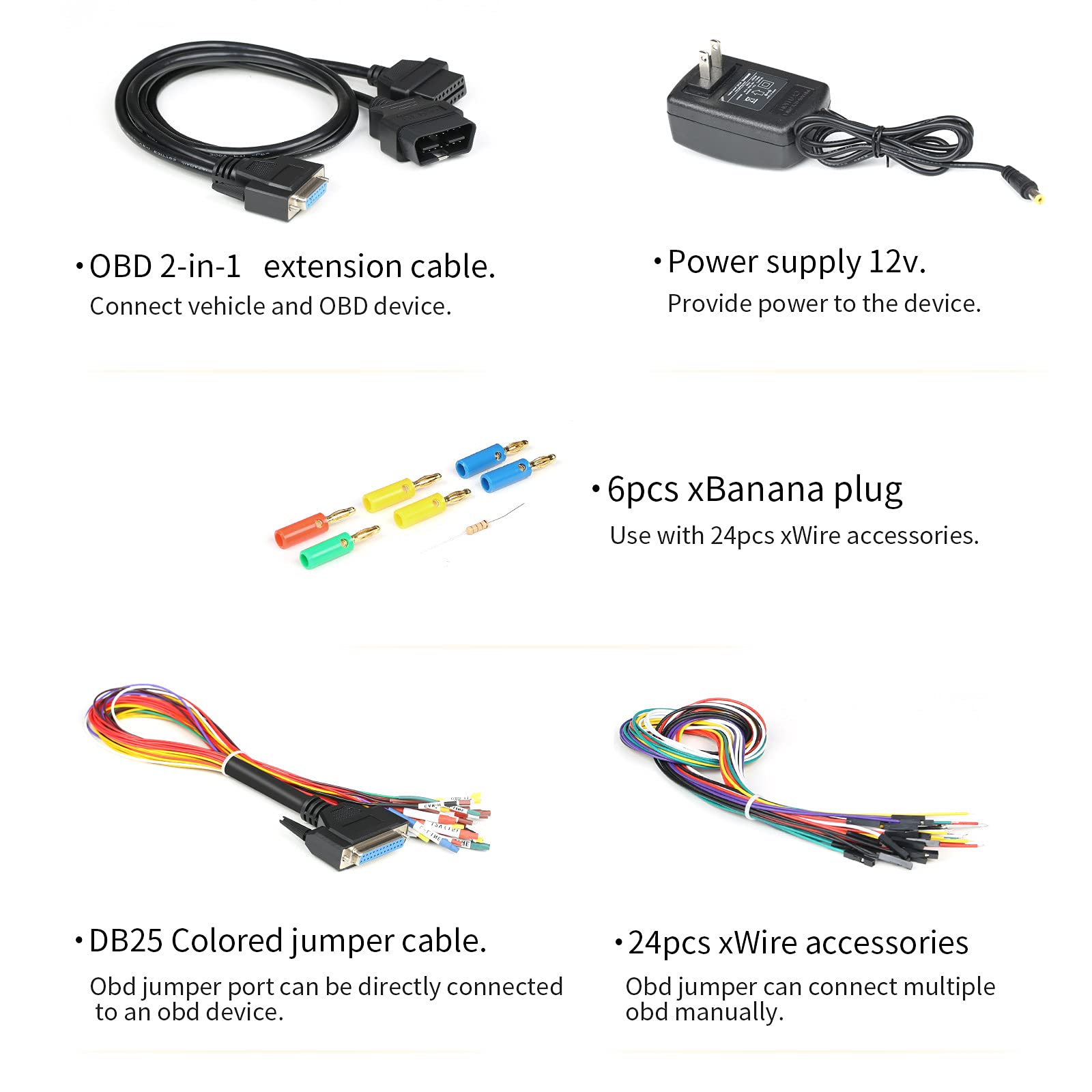 KIMISS GT100 OBDII Breakout Box, Pour GODIAG GT100 ECU Bench Connector OBDII Breakout Protocol Detector Box EU Plug 100‑240V Outil De Diagnostic De Voiture