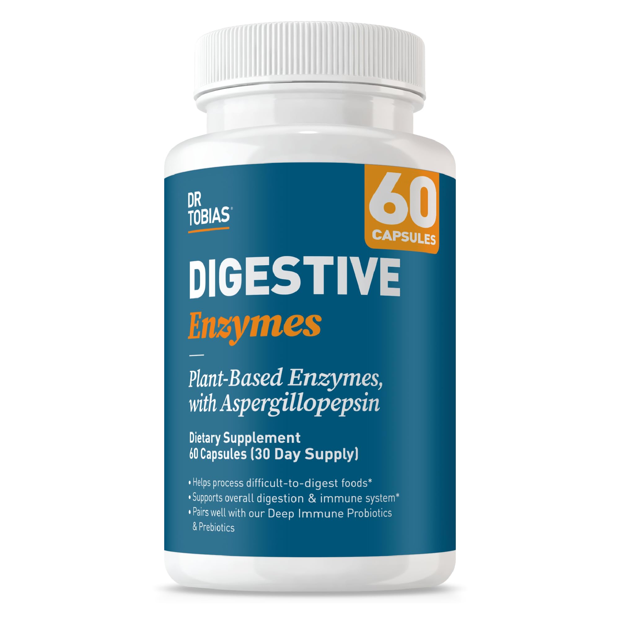 Digestive Enzymes with Amylase, Bromelain, Lipase, Lactase, Protease, Papain & More, Digestion Supplement with 18 Enzymes for Digestion and Gut Health, 60 Capsules, 30 Servings