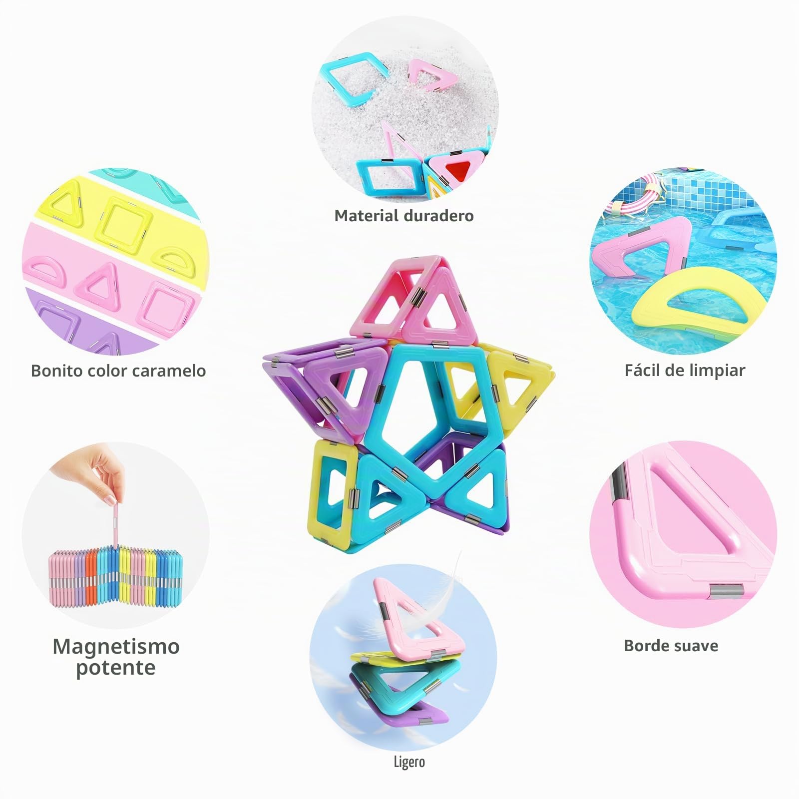 Magblock 52 Piezas Magnéticas Bloques de Construcción, Stem Juguetes Educativos de Construcción para Niños Regalo para Niños y Niñas de 3 Años en adelante