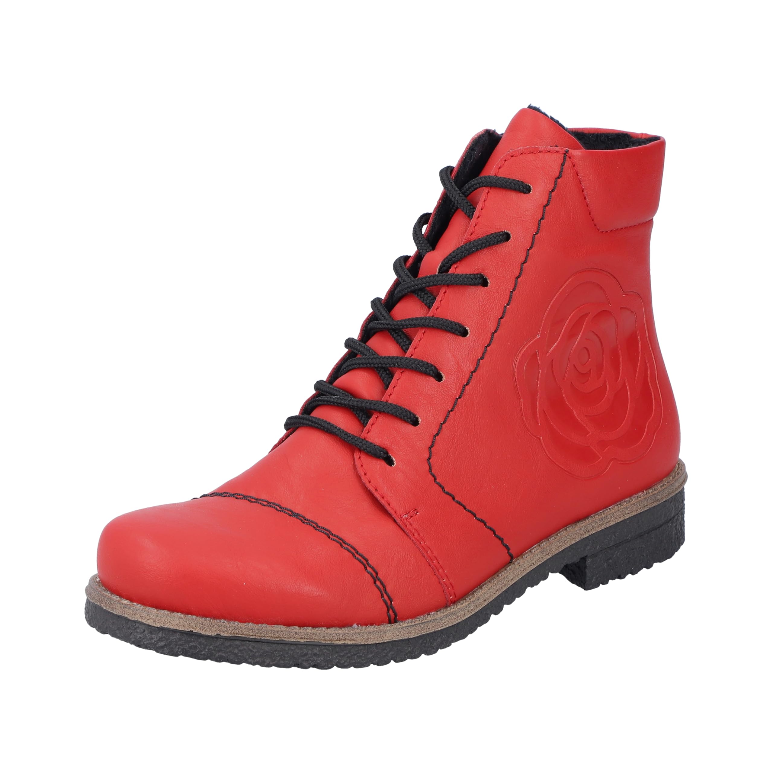 Rieker 73504-33 Women's Lace-Up Boots Faux Leather Red, Red 33, 7.5 UK